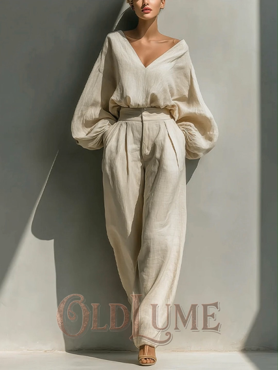 Loose Vintage Linen Two-piece Set