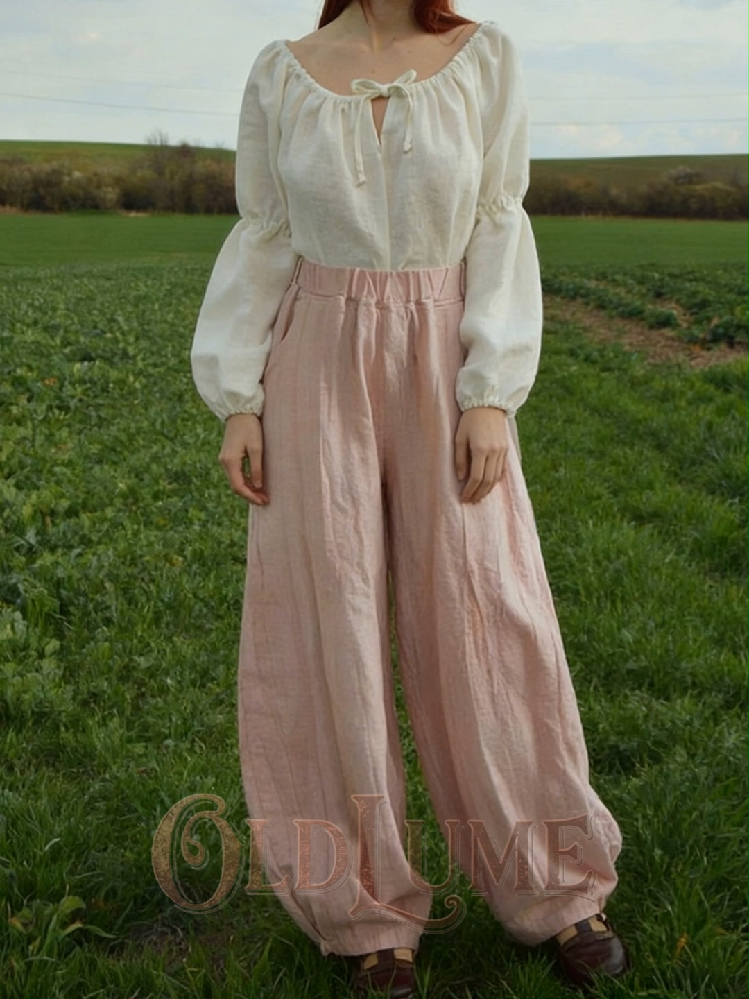 Vintage Distressed Linen Lantern Trousers