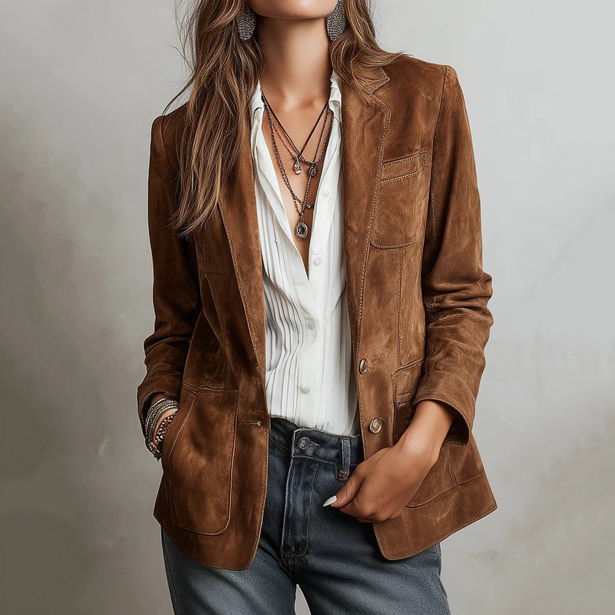 Vintage Suede Single-breasted Jacket