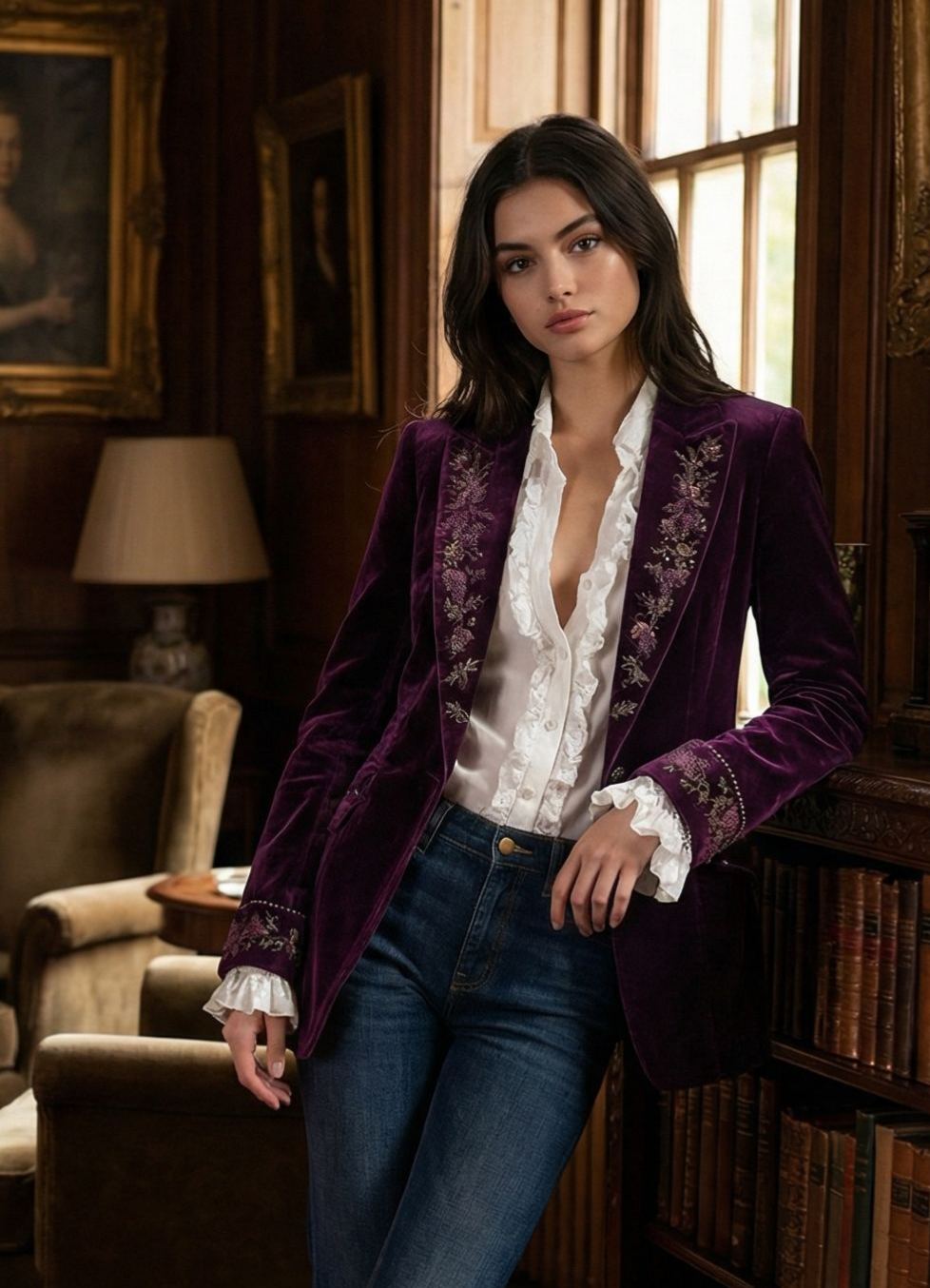 Vintage Patchwork Lace Gold Velvet Jacket