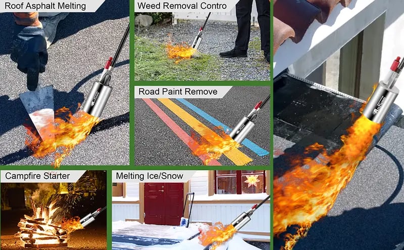 Product Introduction of NEW Propane Torch Weed Burner Kit, Weed Torch 1,900,000 BTU Blow Torch with 10FT Hose, Heavy Duty Garden Torch with Turbo Trigger for Flame Weeding,Roofing, Melting Ice Snow 5