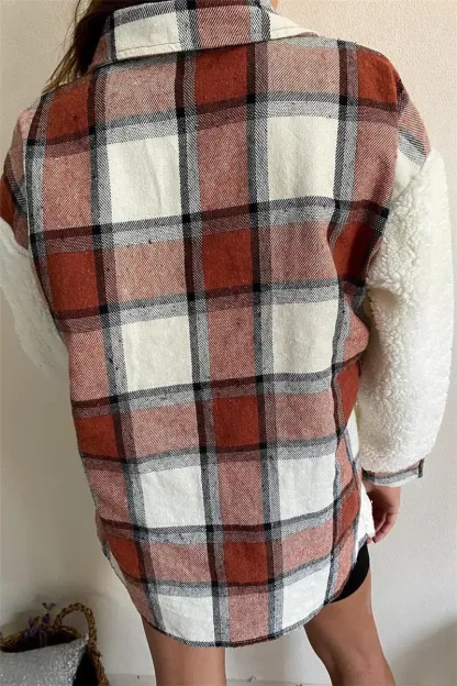 Fashion Casual Plaid Print Patchwork Cardigan Turndown Collar Outerwear