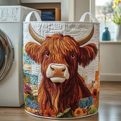 Highland Cow Quilted Laundry Basket GFTOTP12100