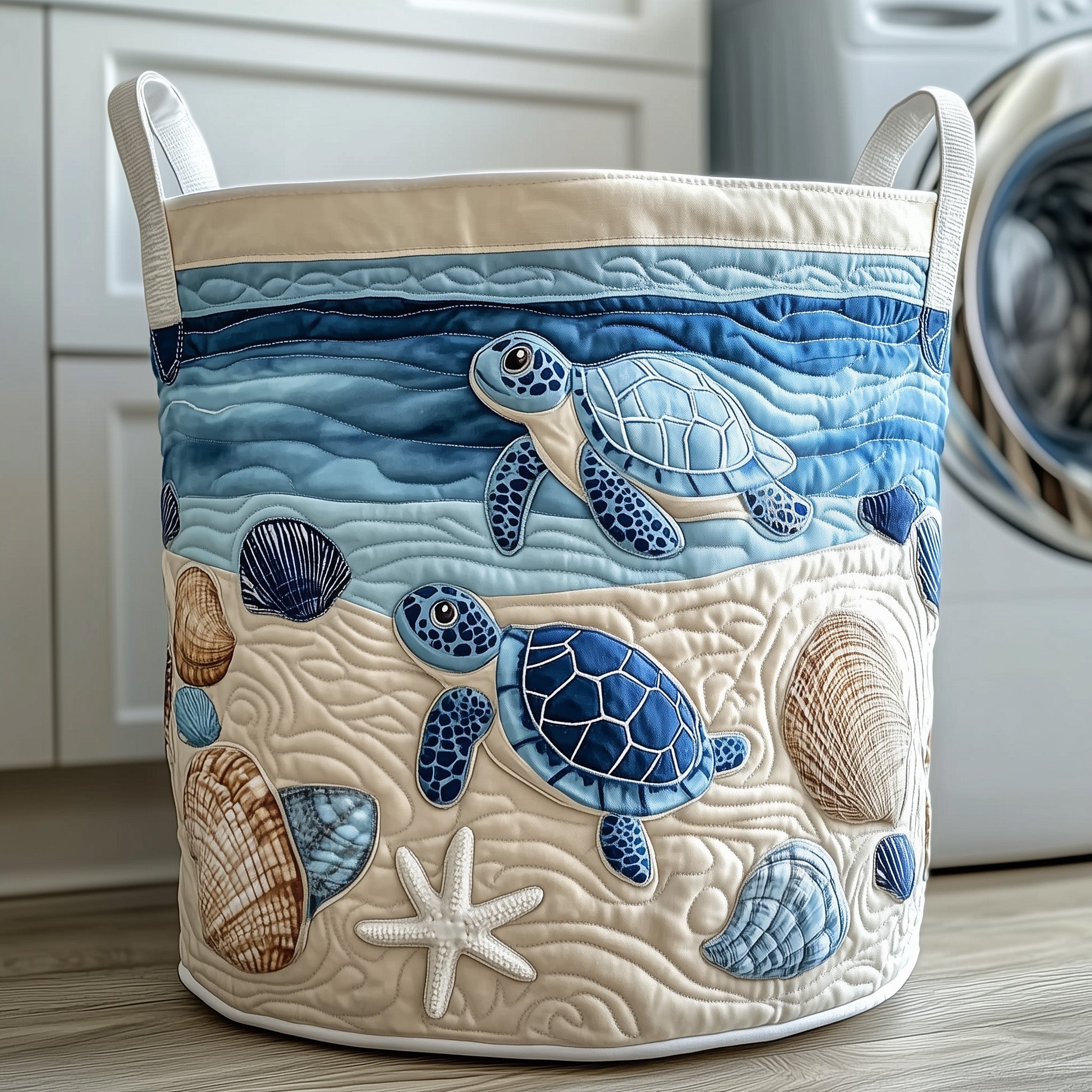 Ocean Turtle Quilted Laundry Basket GFTOXM186