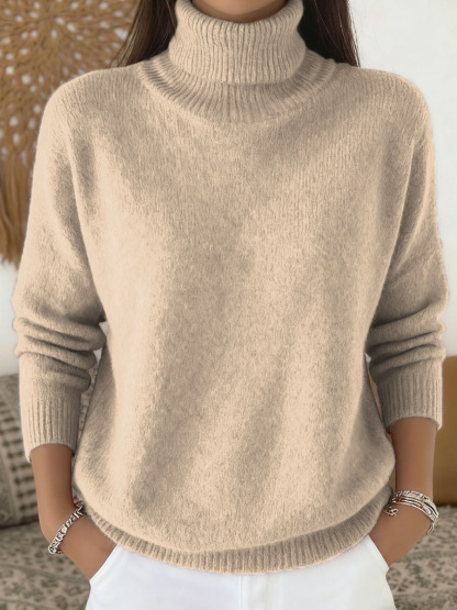 🎄 New Arrivals🔥Women's Solid Color Casual Knit Turtleneck Pullover Sweater