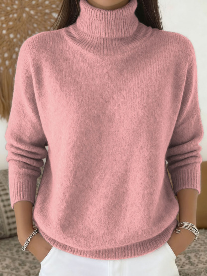 🎄 New Arrivals🔥Women's Solid Color Casual Knit Turtleneck Pullover Sweater