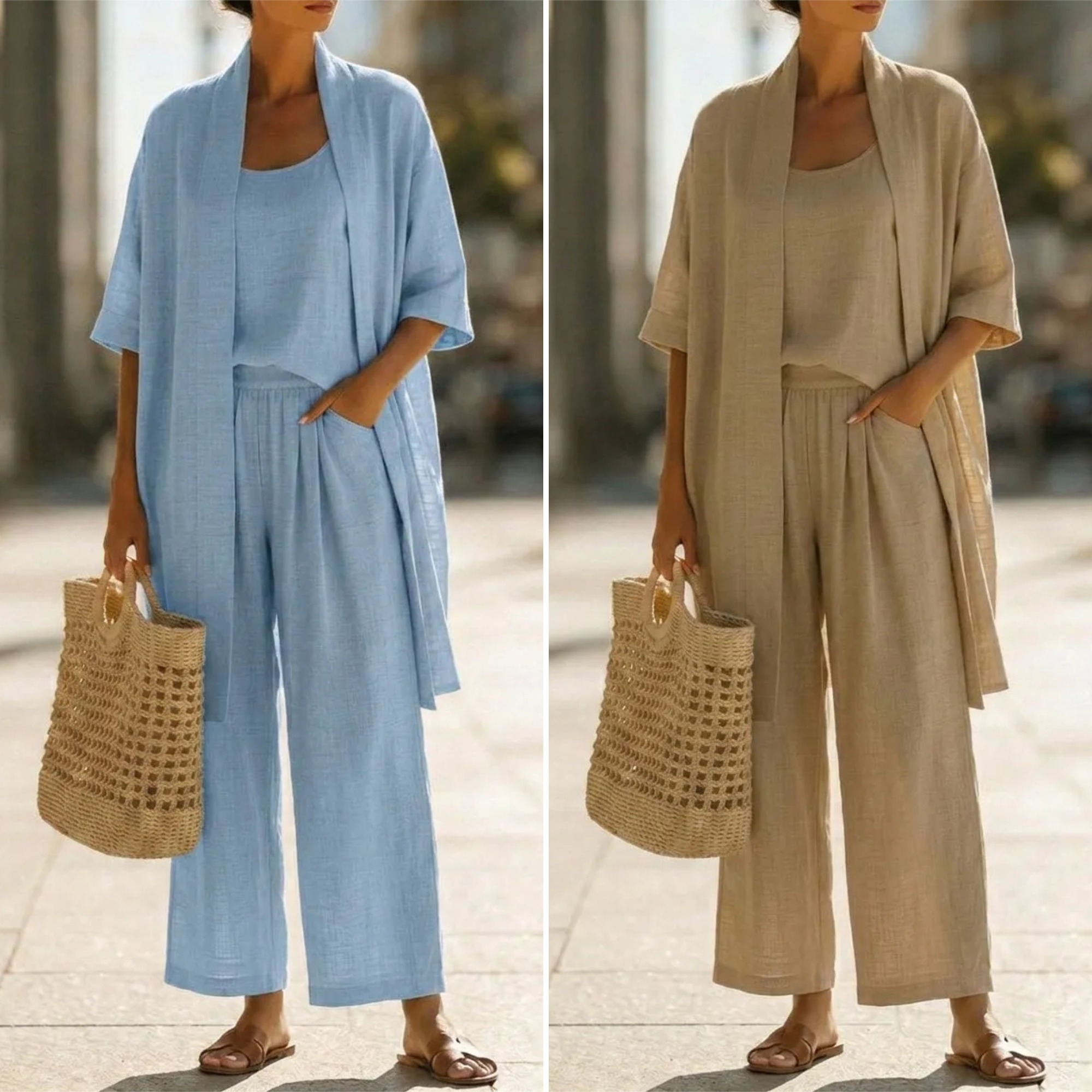 🔥Hot sale🔥Minimalist Linen-cotton Three-piece Set - Comfortable For Everyday Wear