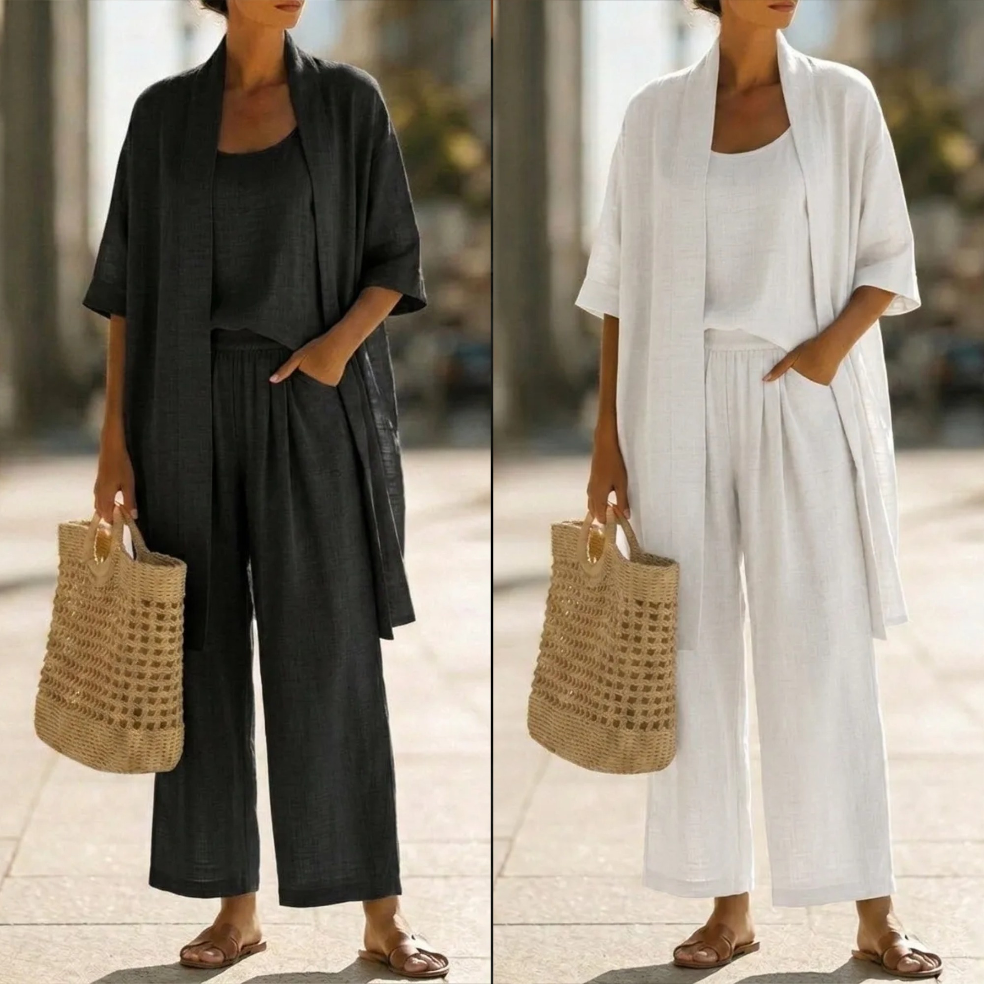 🔥Hot sale🔥Minimalist Linen-cotton Three-piece Set - Comfortable For Everyday Wear