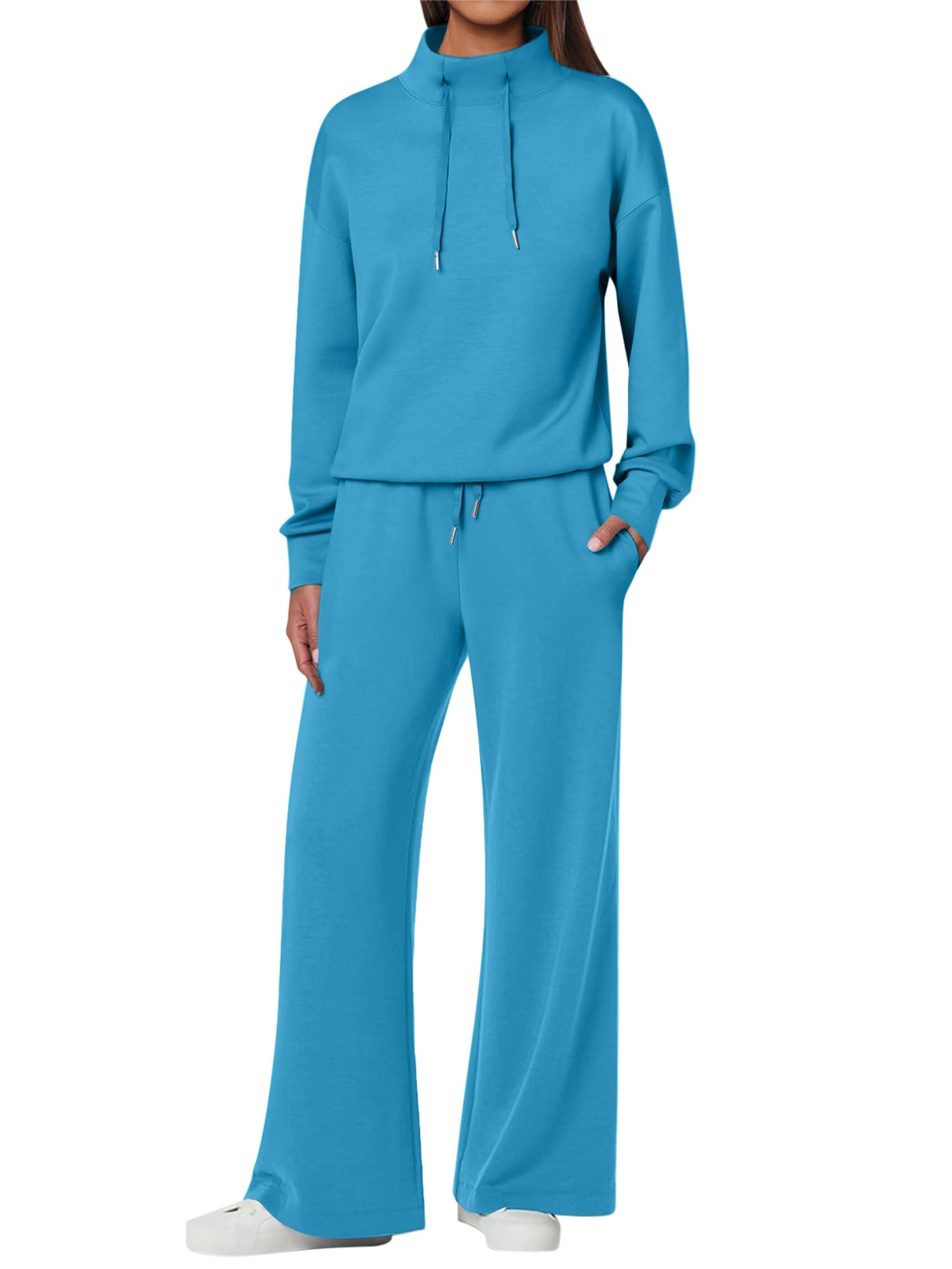 NEW ?? Women's Cotton Two-Piece Oversized Drawstring Sweatshirt Wide Leg Sweatpants Casual Set