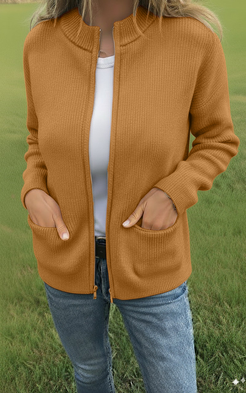 CLEARANCE SALE?? Round Neck Zipper Knitted Jacket