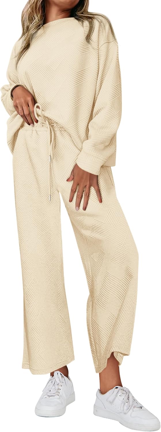 NEW ?? Women's Cotton Two-Piece Oversized Drawstring Sweatshirt Wide Leg Sweatpants Casual Set