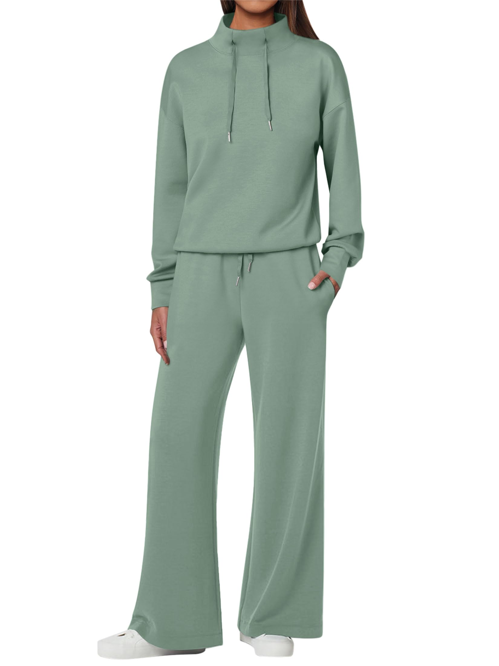 NEW ?? Women's Cotton Two-Piece Oversized Drawstring Sweatshirt Wide Leg Sweatpants Casual Set