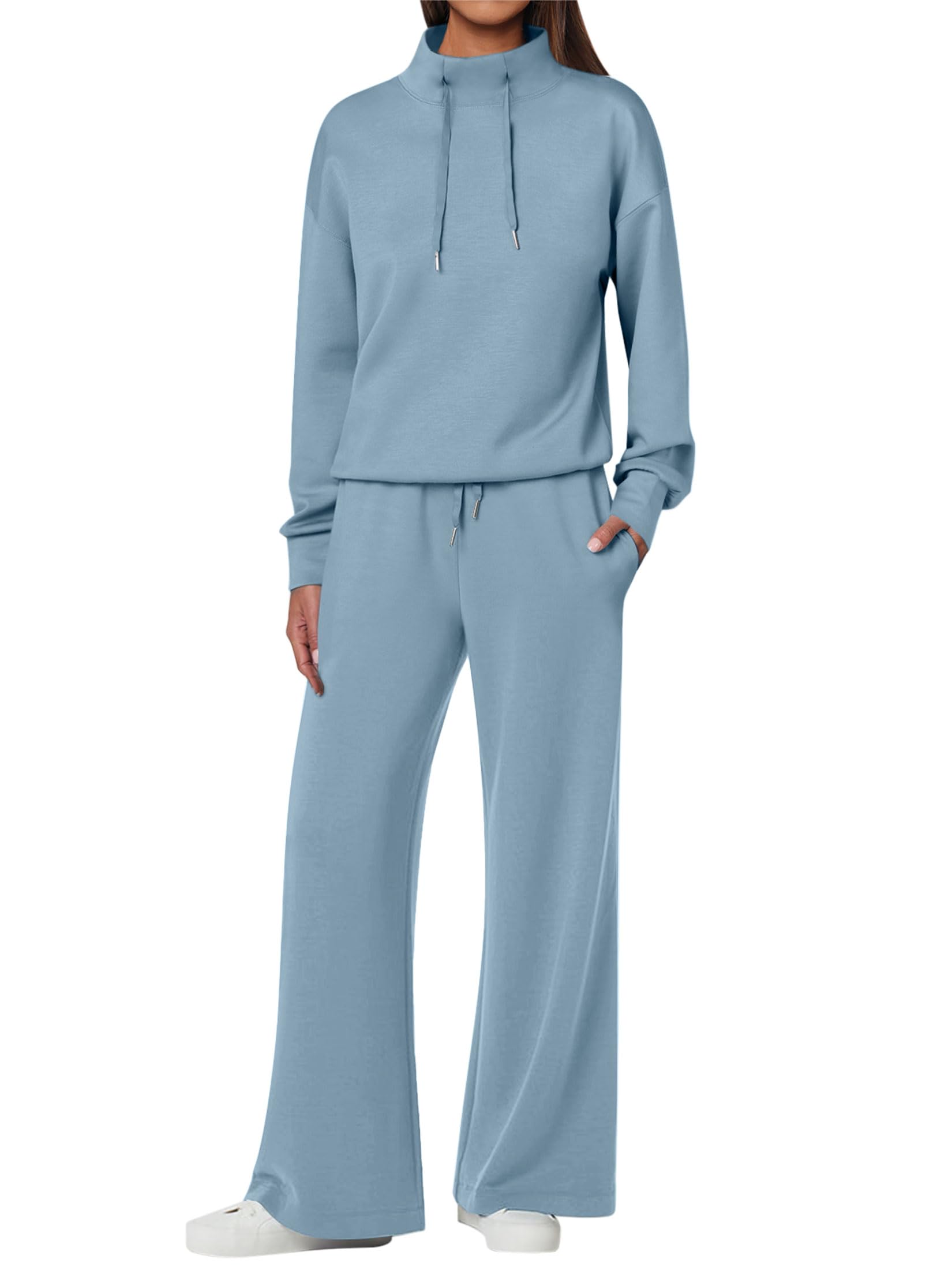 NEW ?? Women's Cotton Two-Piece Oversized Drawstring Sweatshirt Wide Leg Sweatpants Casual Set