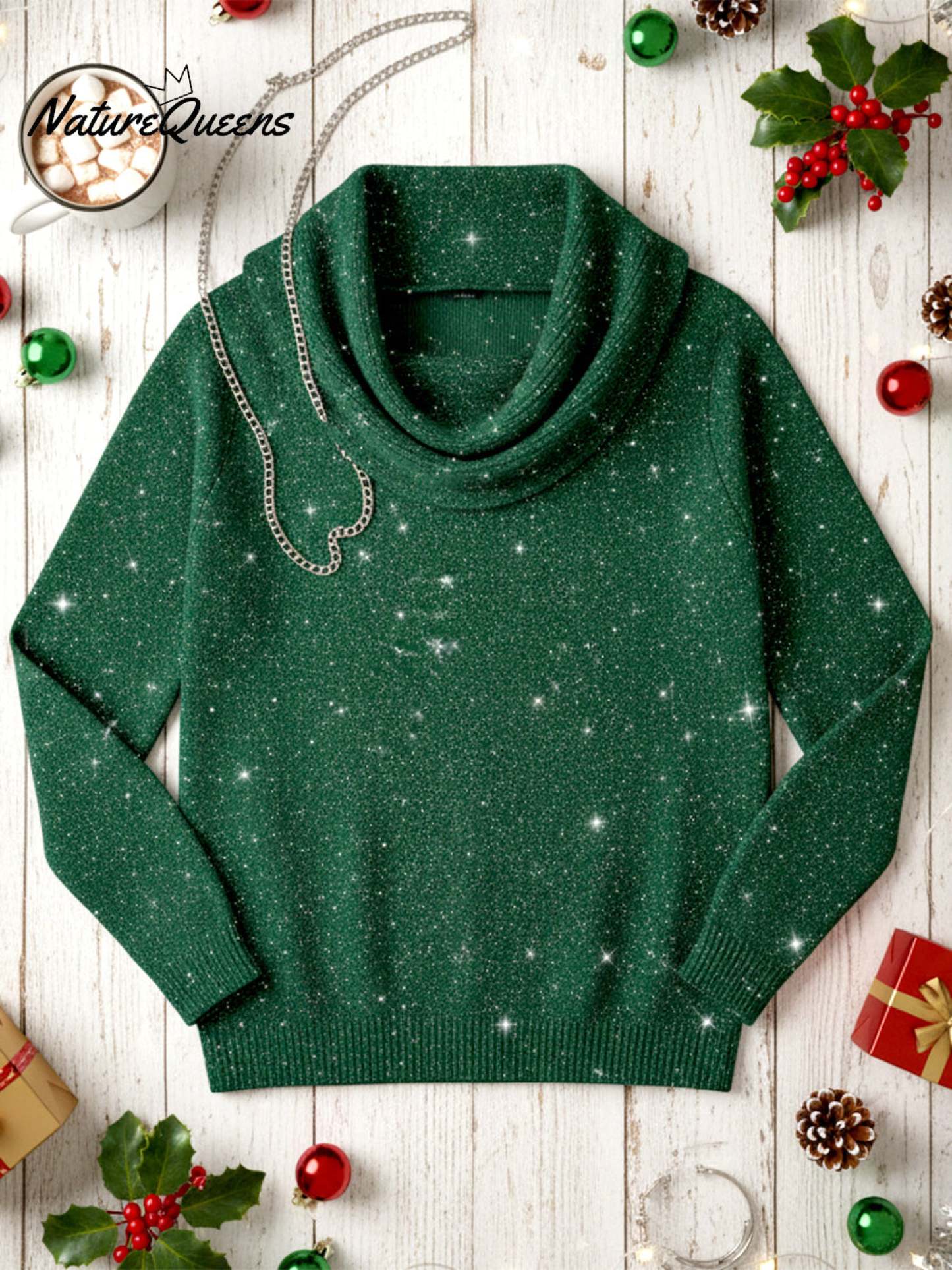 Women's Elegant Solid Color Loose Shiny Sweater