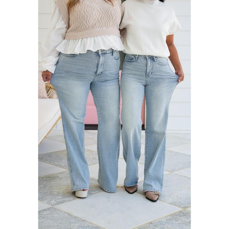 ??LAST DAY SALE?? Vintage Wash Plus-Size Jeans �� Stretchy, Tummy Control & Straight Leg Fit