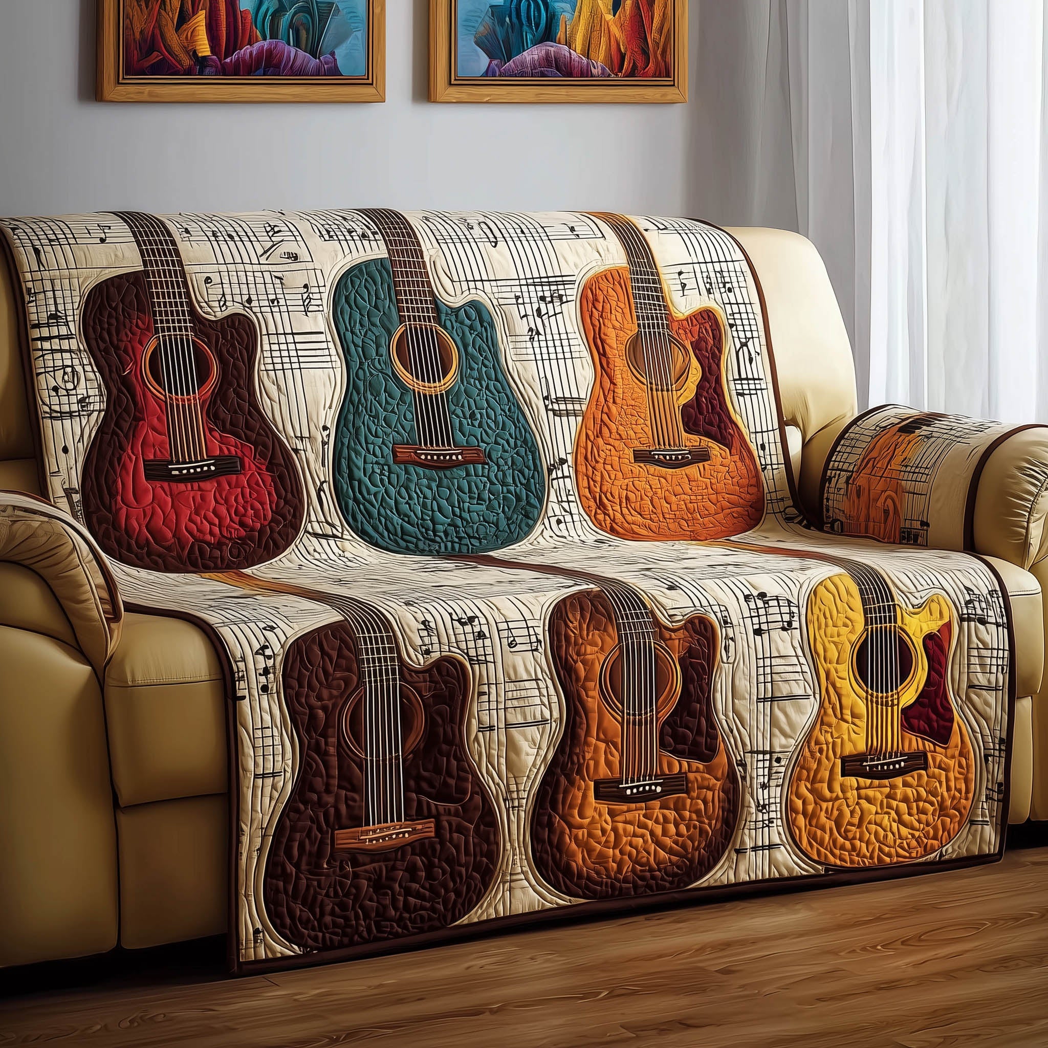 Acoustic Guitar Quilted Sofa Cover GFTONT4944