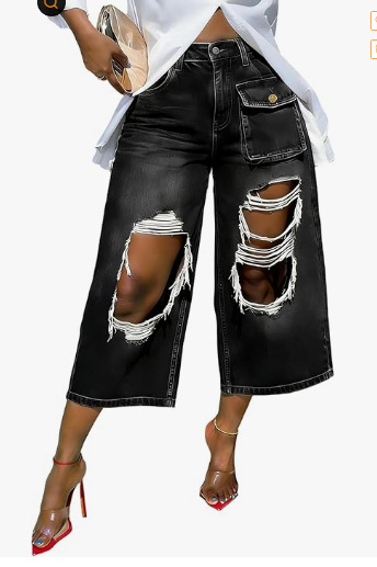 50% OFF Casual Floral  Print Shirt and Distressed Denim Pants Set