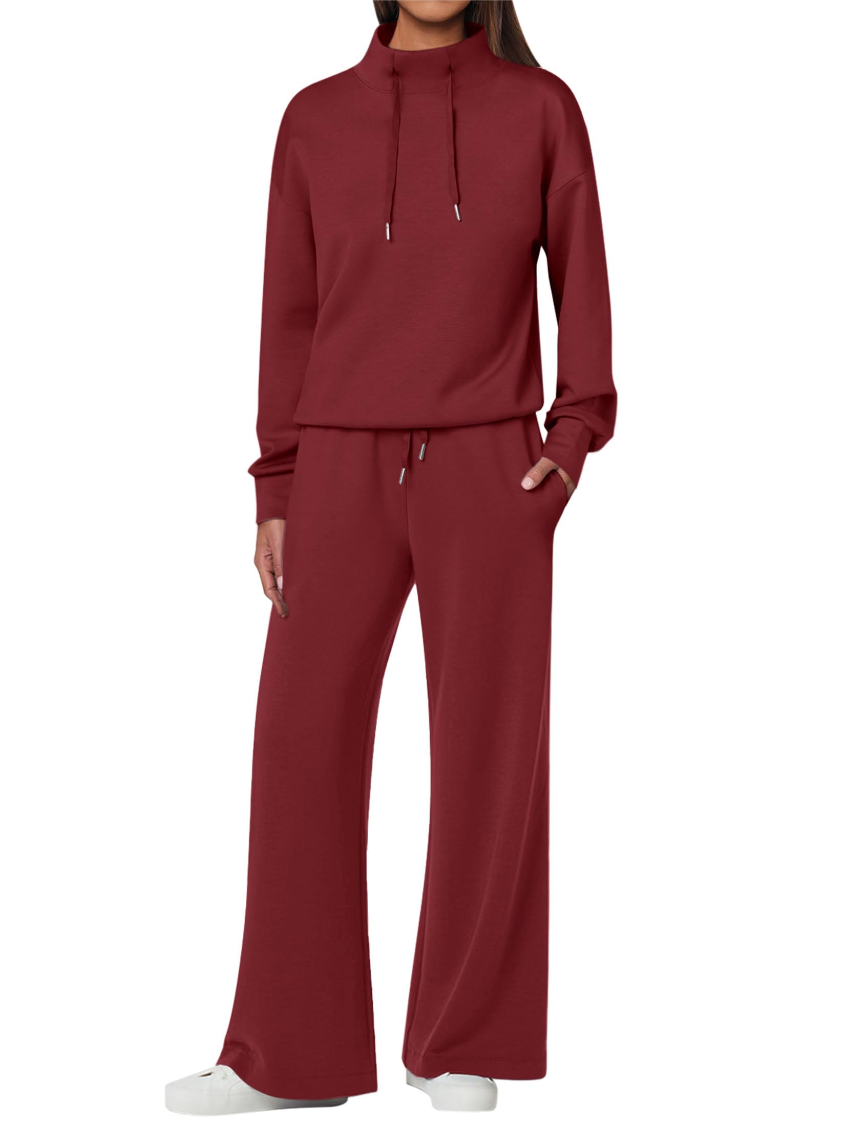 NEW ?? Women's Cotton Two-Piece Oversized Drawstring Sweatshirt Wide Leg Sweatpants Casual Set