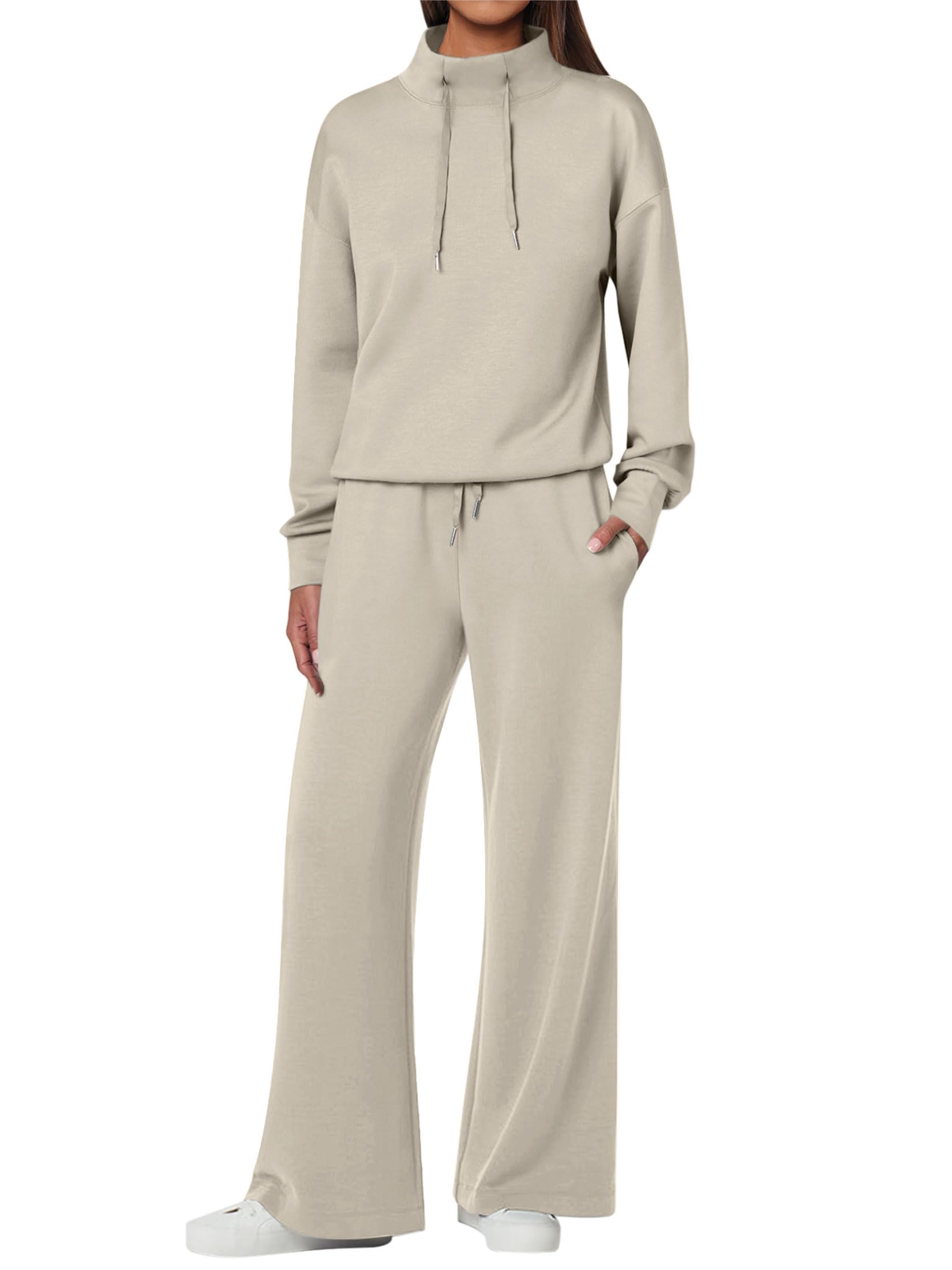 NEW ?? Women's Cotton Two-Piece Oversized Drawstring Sweatshirt Wide Leg Sweatpants Casual Set