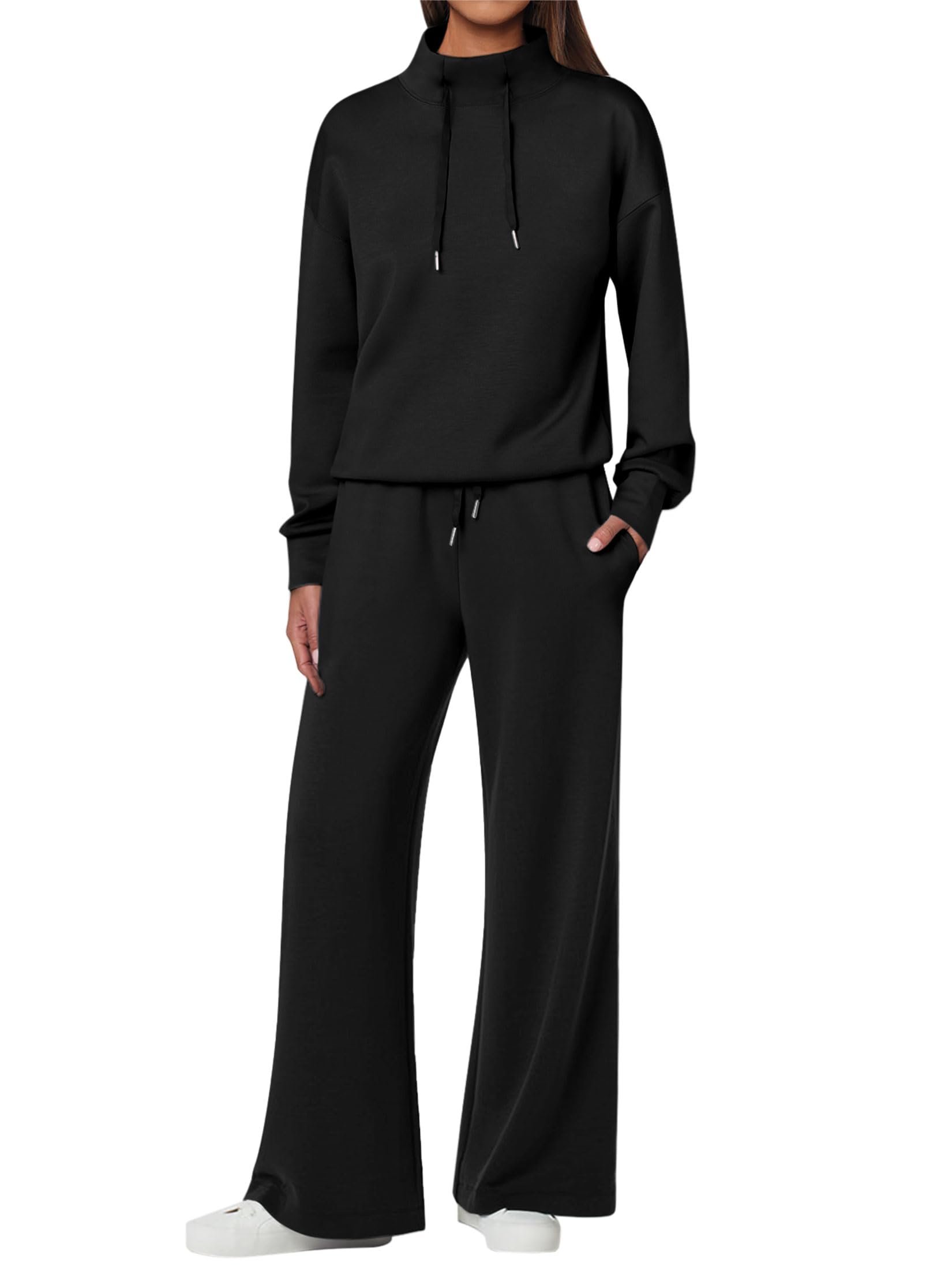 NEW ?? Women's Cotton Two-Piece Oversized Drawstring Sweatshirt Wide Leg Sweatpants Casual Set