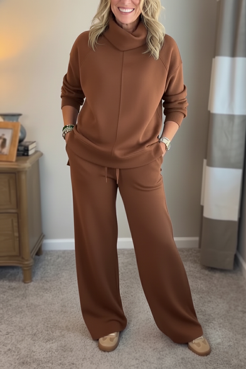 New Arrivals?? Cozy Travel Cowl Neck Sweatshirt and Pant 2 Piece Sets