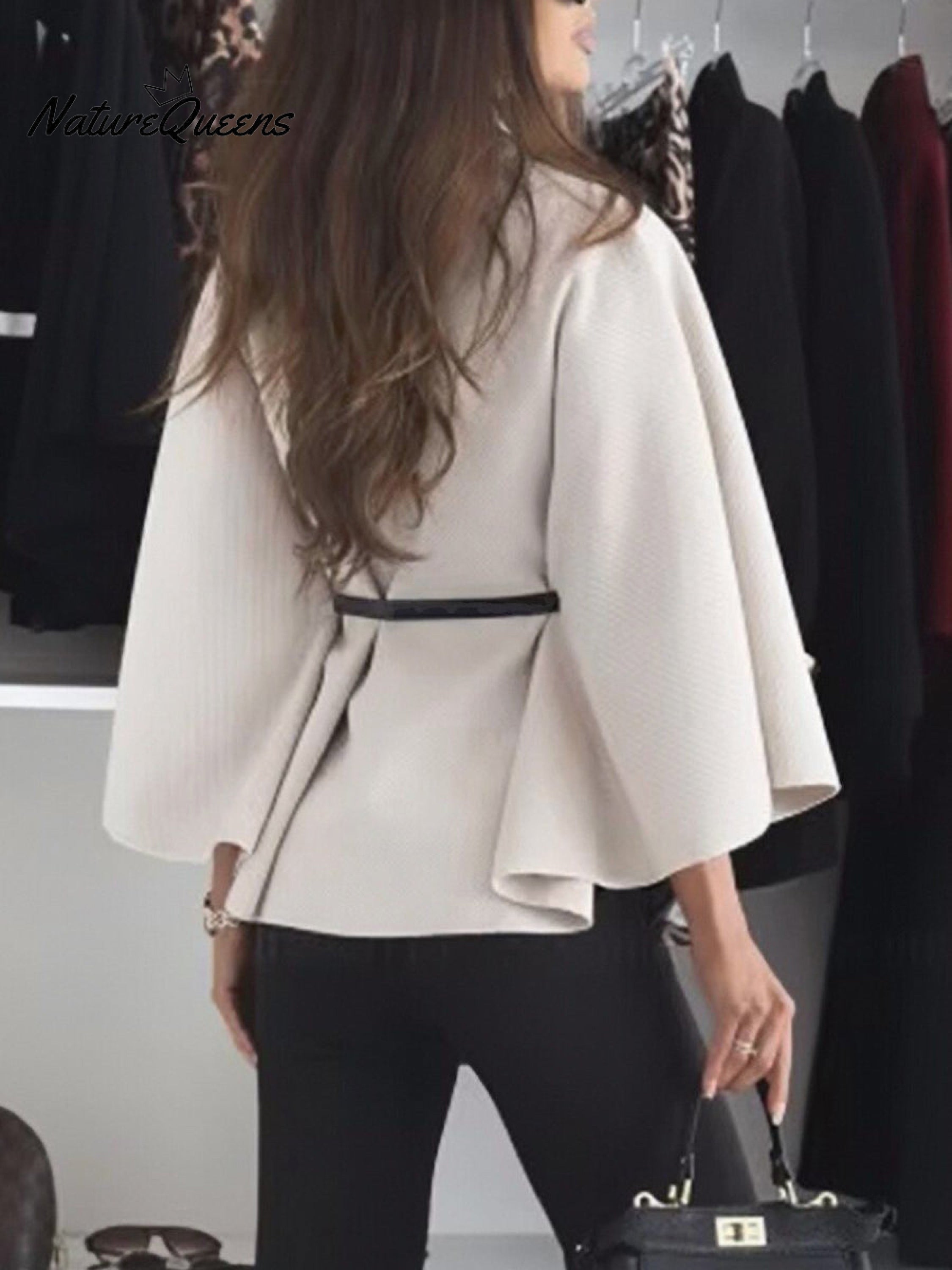 Women's Stylish Elegant Solid-color Wool Cape Coat