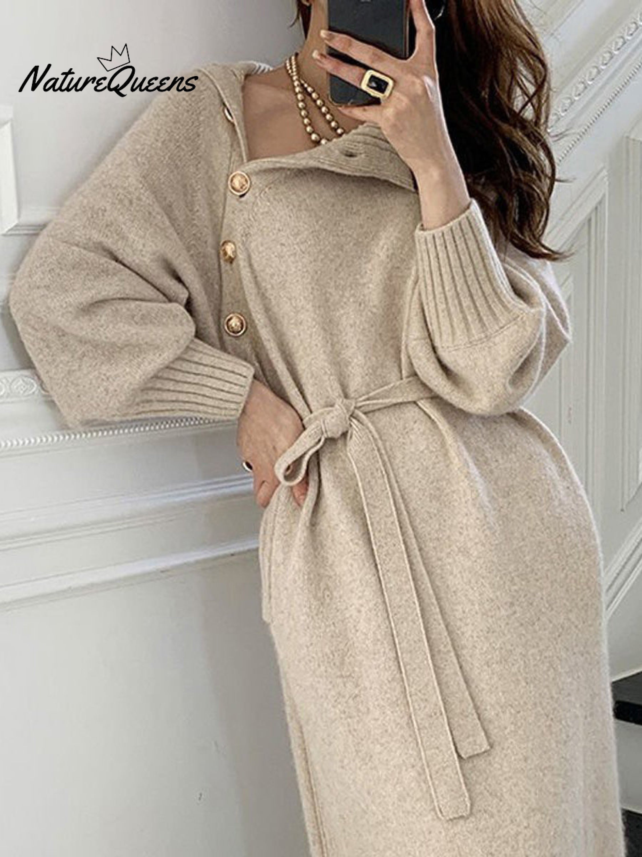 Women's Elegant Casual Turtleneck Long Knitted Dress