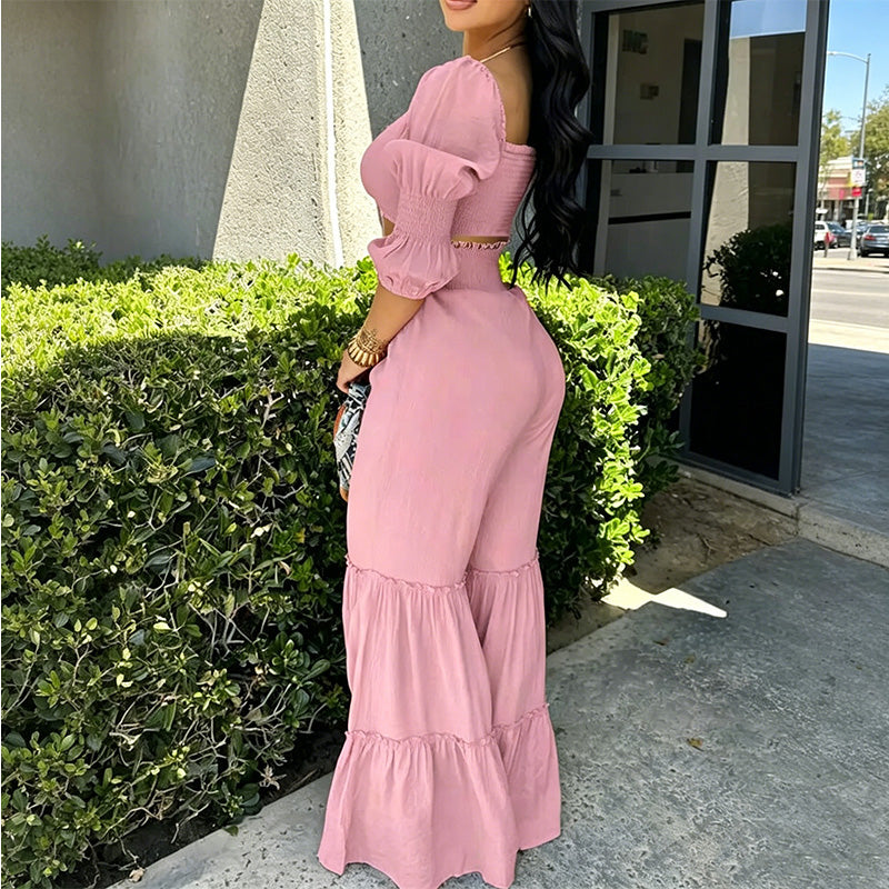 Women’s Crop Top and Flared Pants Set