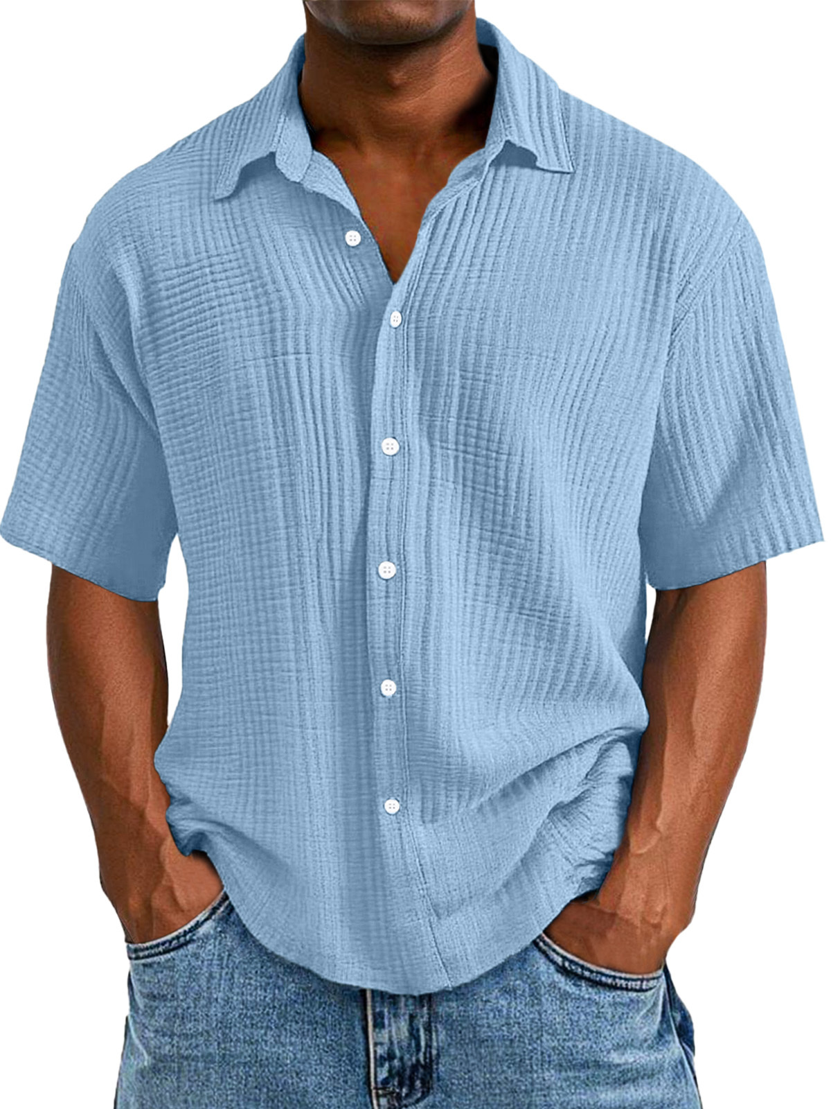 CLEARANCE🔥 Men's Casual Loose And Comfortable Textured Short-sleeved Shirt