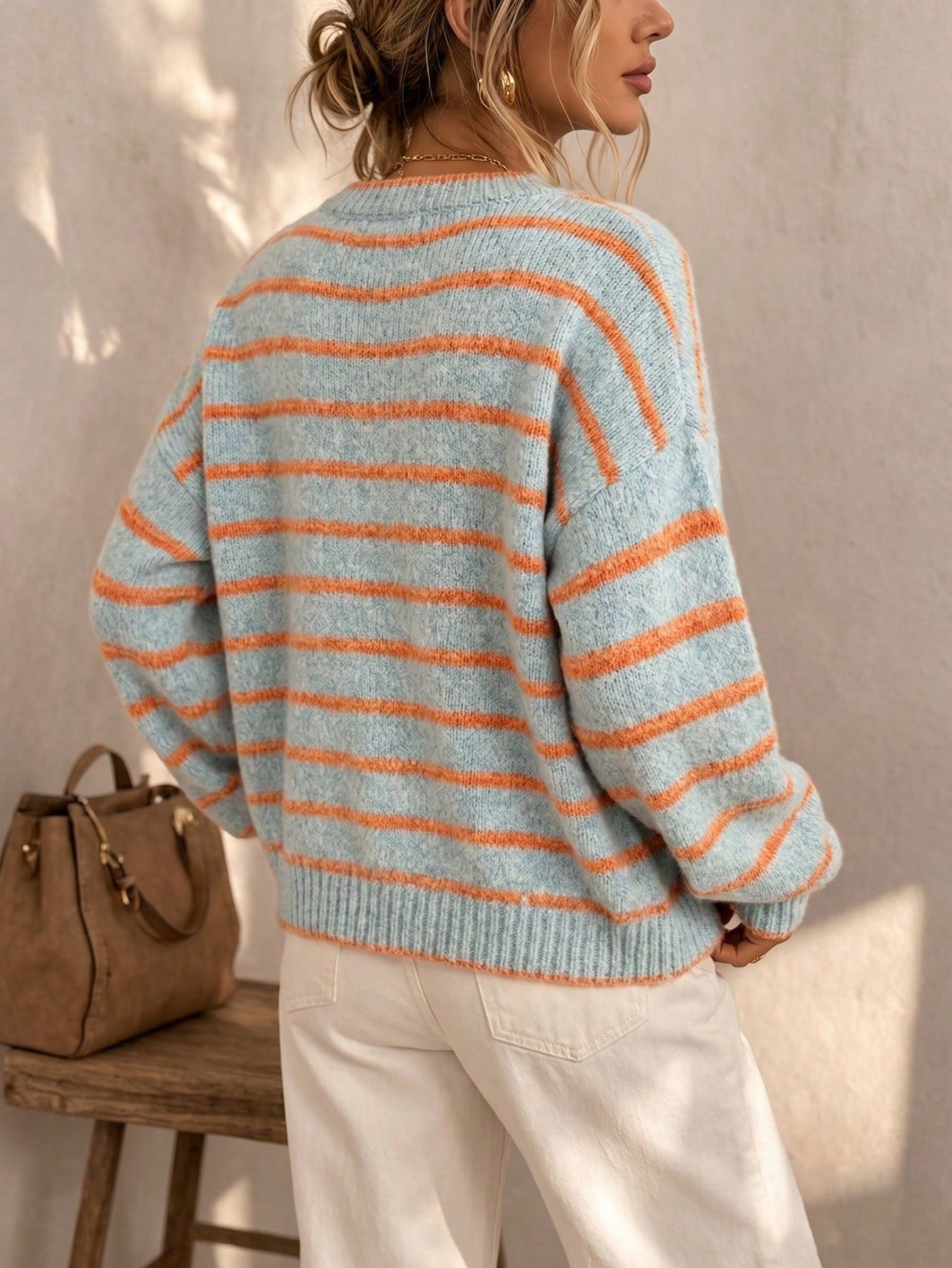 Women’s Striped Knit Cardigan, Versatile Layering Sweater