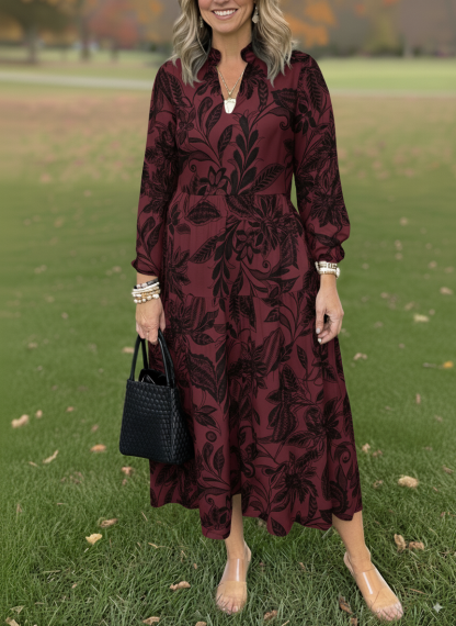 NEW🔥 V Neck Floral Vintage-Inspired Print Dress