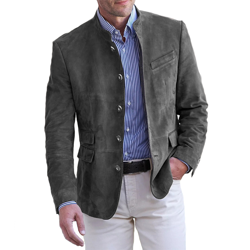 Men's Classic Soild Color Vintage-Inspired Casual Button Down Jacket