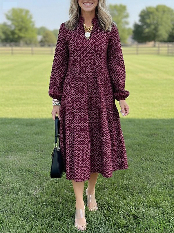 NEW🔥 V Neck Vintage-Inspired Printed Maxi Dress