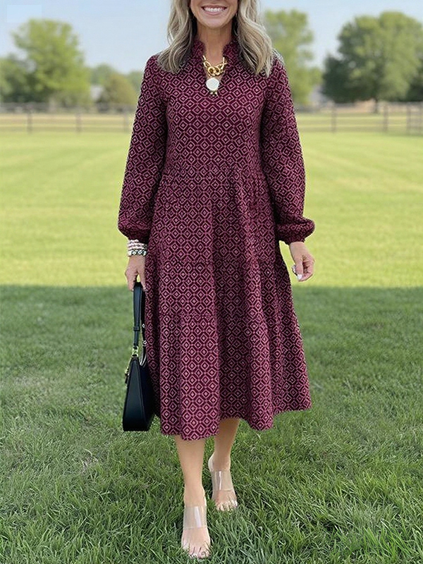 NEW🔥 V Neck Vintage-Inspired Printed Maxi Dress