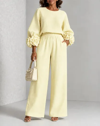 Cufflora – Floral Cuff Wide-Leg Two-Piece Set