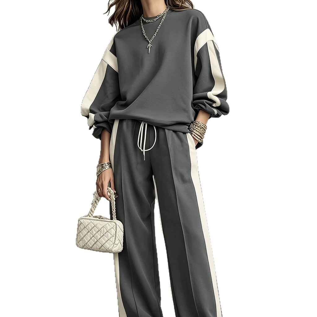 Relaxed Color Block Wide-Leg Lounge Set