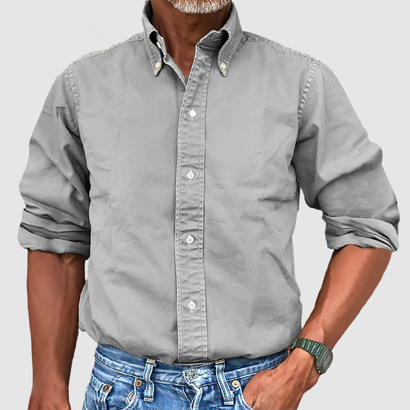 CLEARANCE Men's Vintage Premium Washed Long Sleeve Shirt