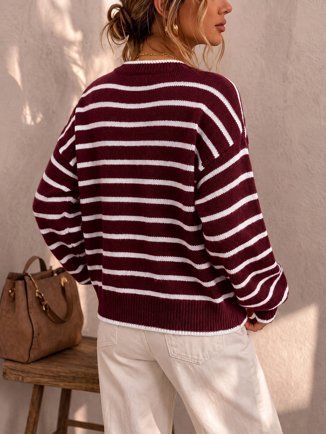 Women’s Striped Knit Cardigan, Versatile Layering Sweater