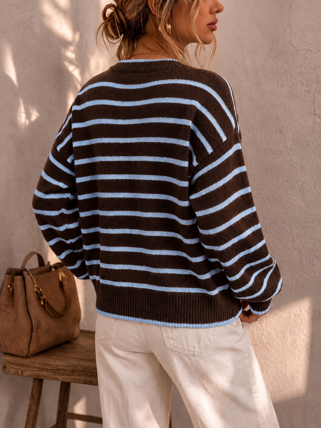 Women’s Striped Knit Cardigan, Versatile Layering Sweater