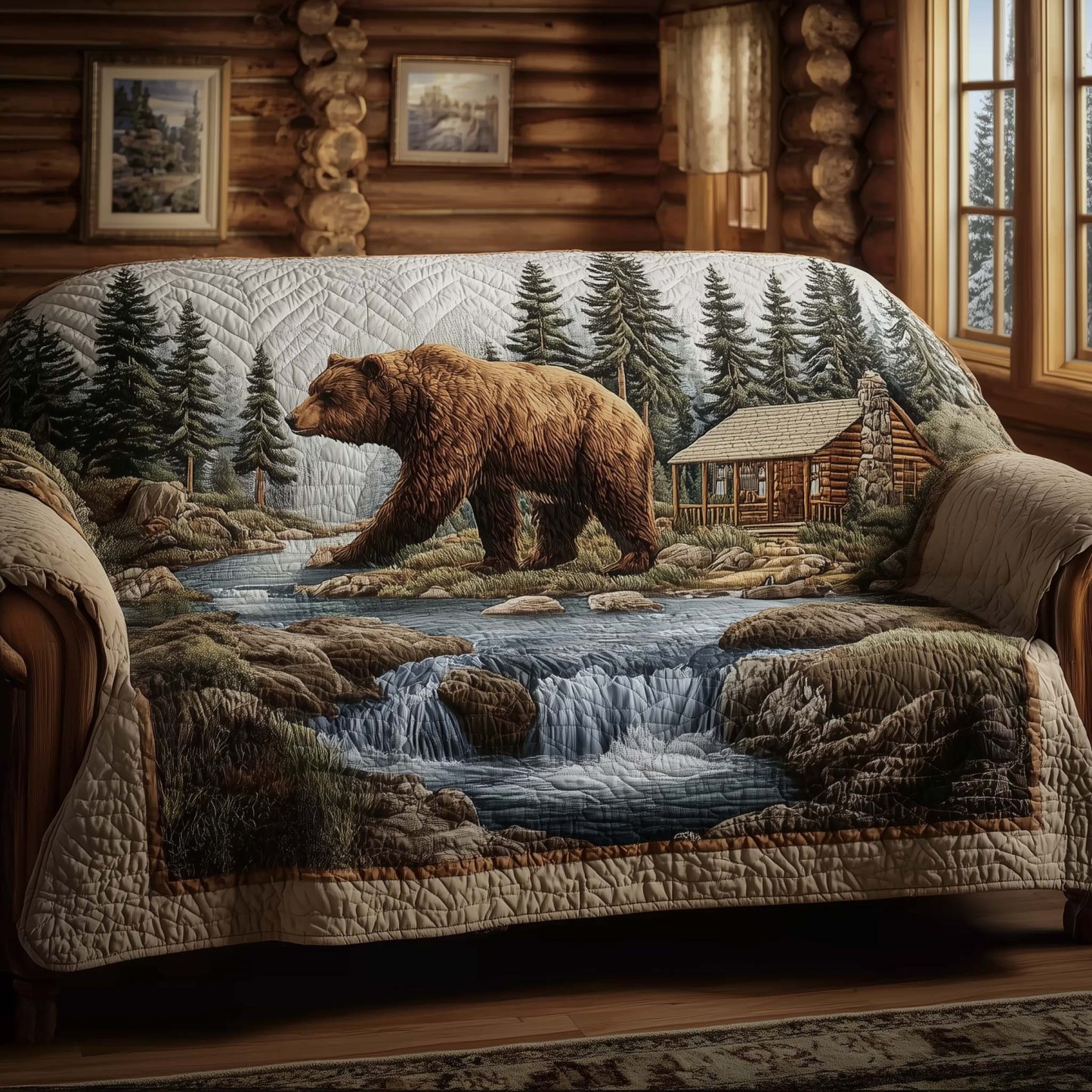 Log Cabin Quilted Sofa Cover GFTOTG2498