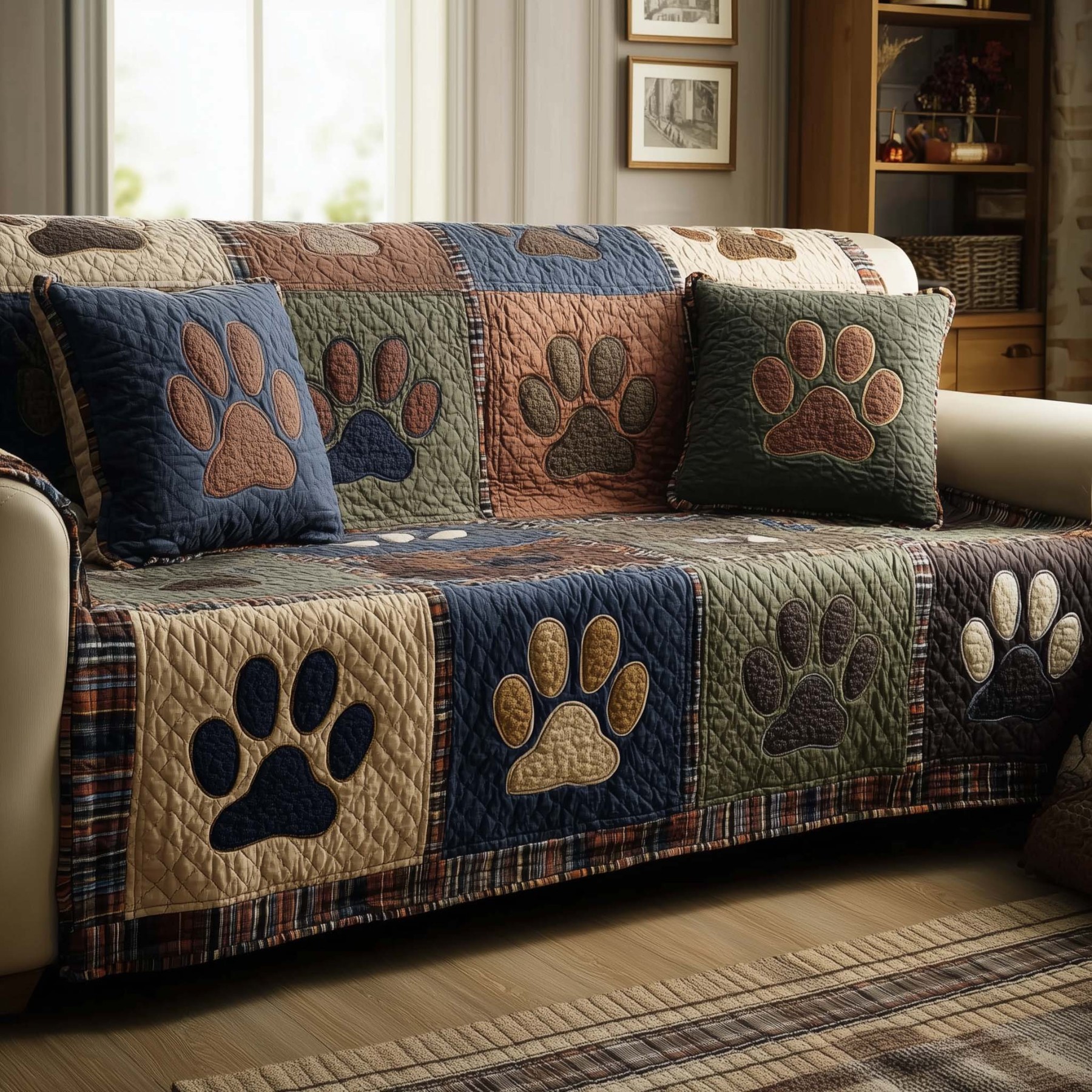 Lovely Paws Quilted Sofa Cover GFTOTL5289