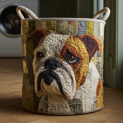 Rustic Bulldog Quilted Laundry Basket NCU0HNH020