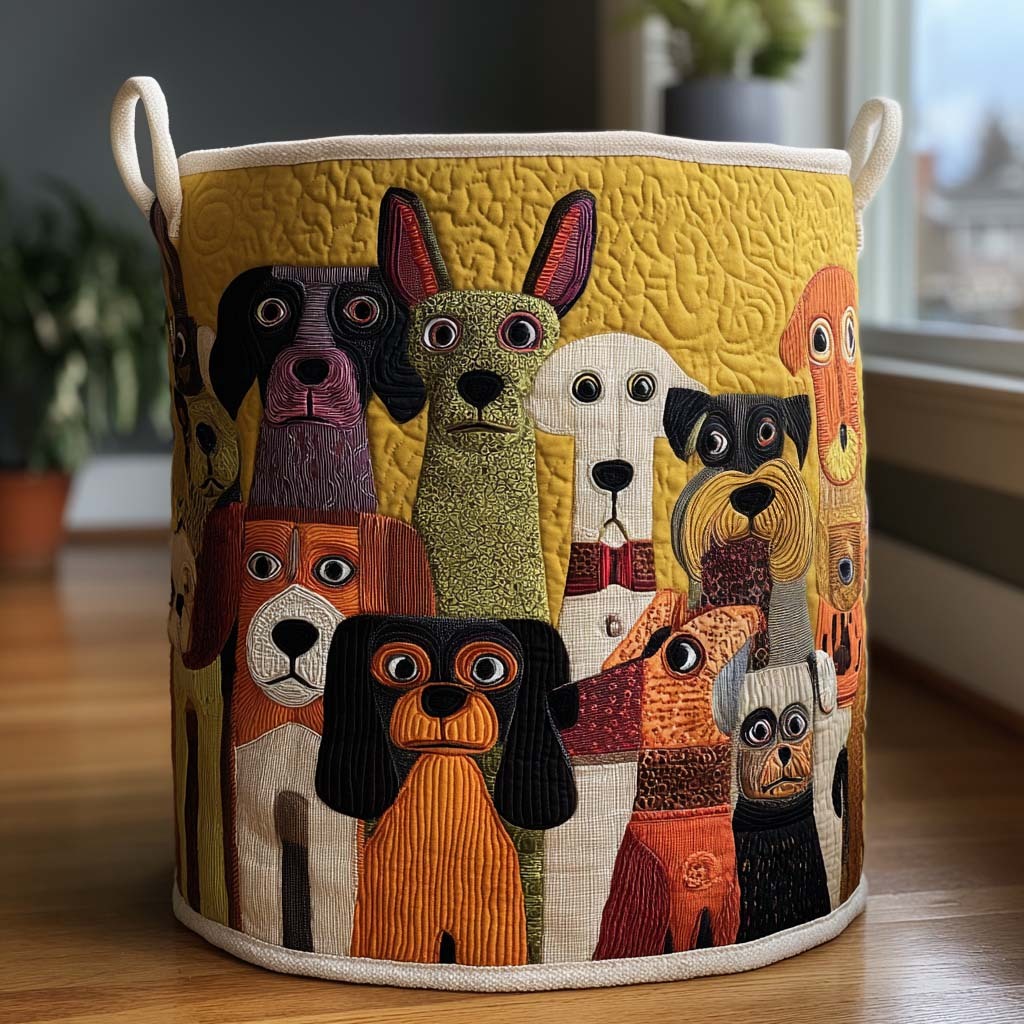 Whimsy Woofs Quilted Laundry Basket NCU0PTT1468