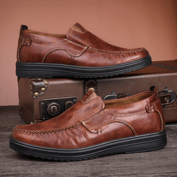 Mens Soft Insole Casual Comfortable Leather Slip On Loafers