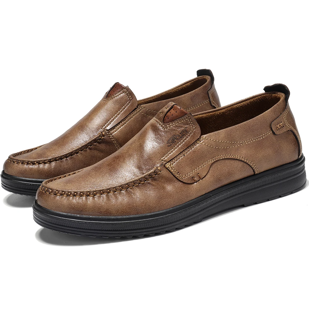 Mens Soft Insole Casual Comfortable Leather Slip On Loafers
