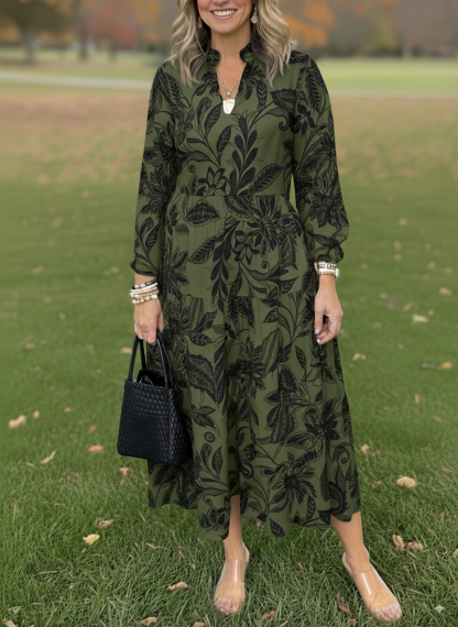 NEW🔥 V Neck Floral Vintage-Inspired Print Dress