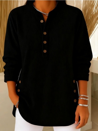 Women's Solid Color Crew Neck Long Sleeve Casual Loose Knit Pullover