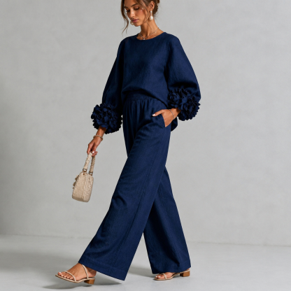 Cufflora – Floral Cuff Wide-Leg Two-Piece Set