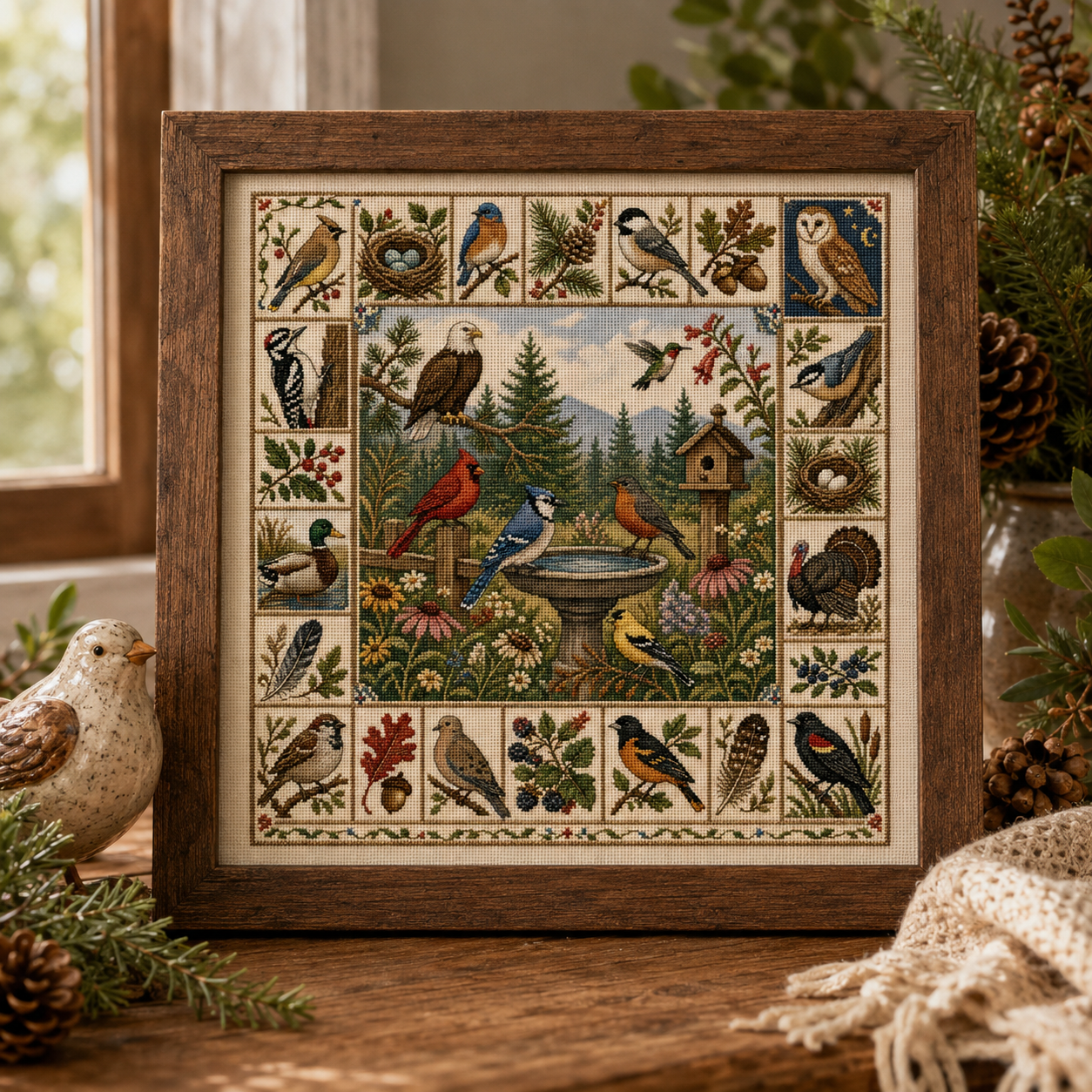 🐦 Birds of America Cross Stitch Kit