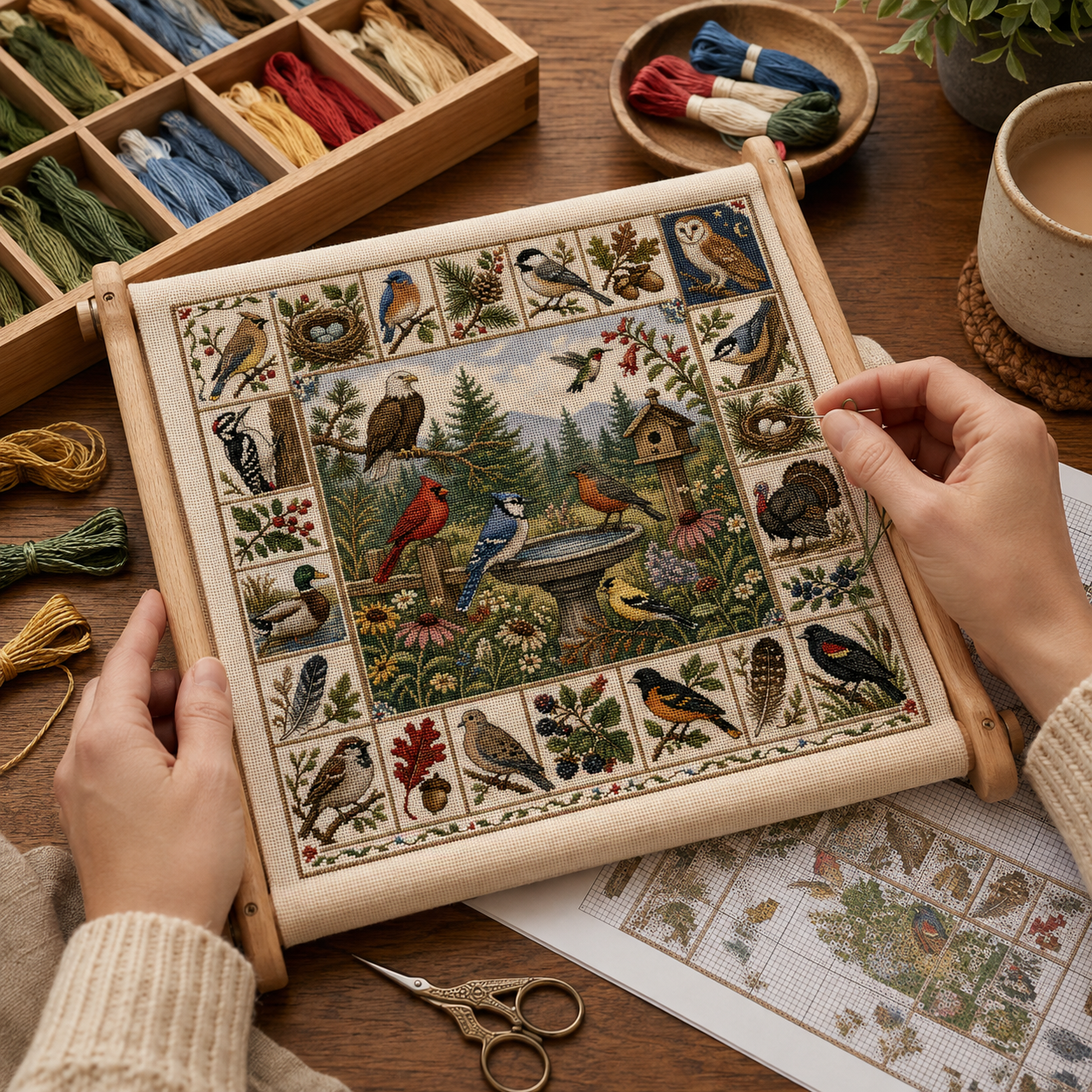 🐦 Birds of America Cross Stitch Kit